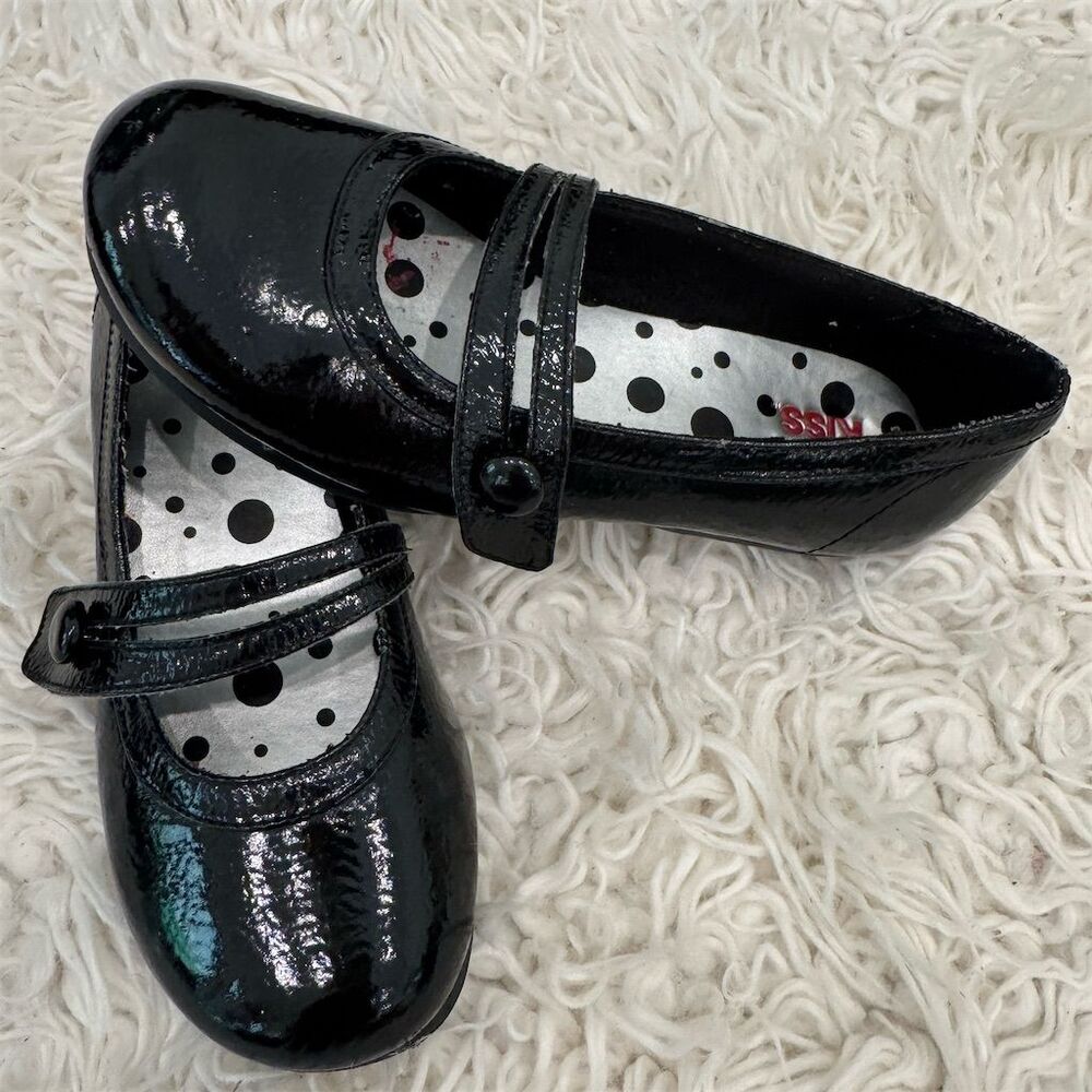 First Kiss Girls Black Mary Jane Balletcore Shoes Size 13 Vintage Y2K